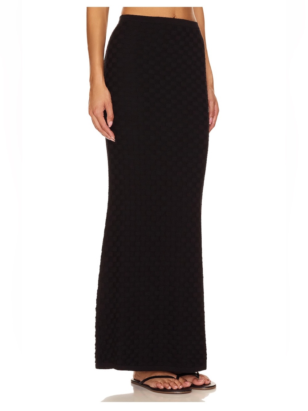 Runaway The Label Taya Skirt in Black Midi Maxi Pull On 100% Cotton